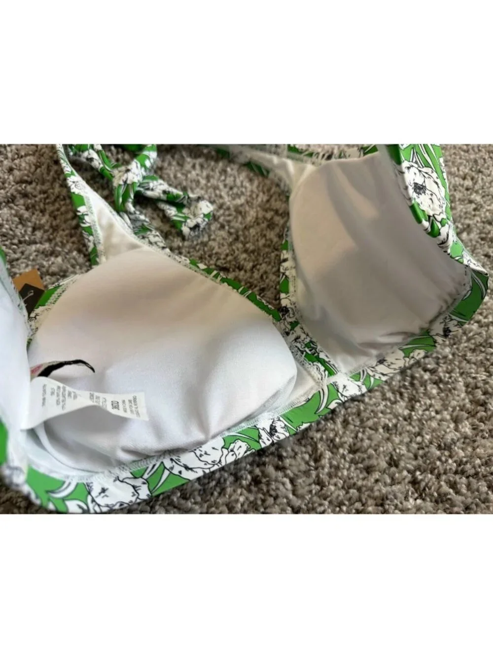 CREMIEUX NWT Poppy Floral Tie Neck Swim Bikini Top Women's Size 36DD